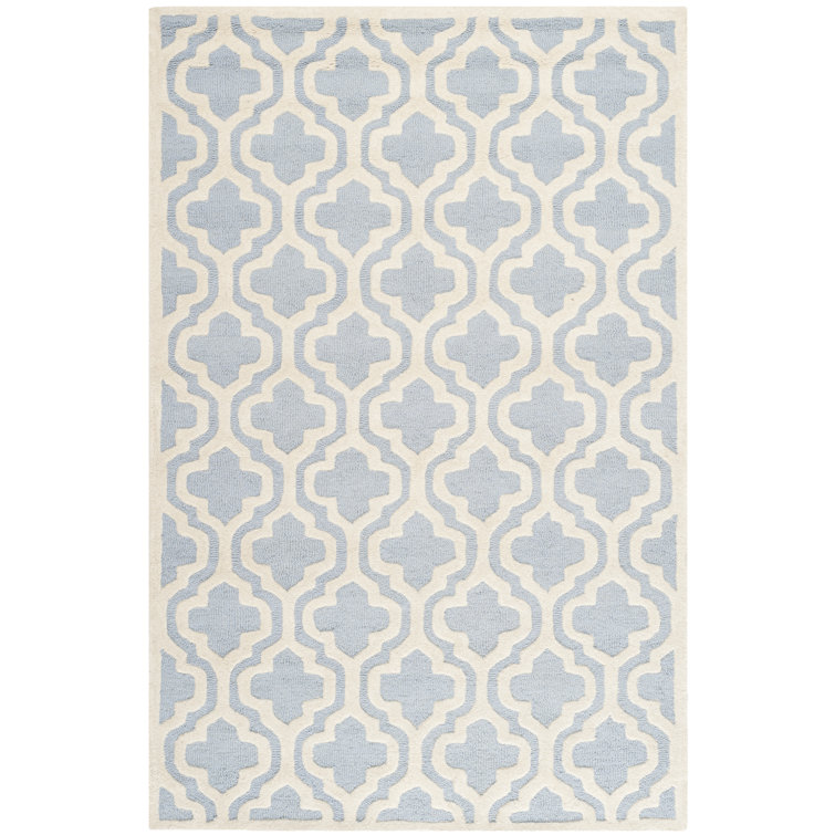 Hand-Tufted Wool Elegance Round Rug in Light Blue/Ivory, 2' x 3'