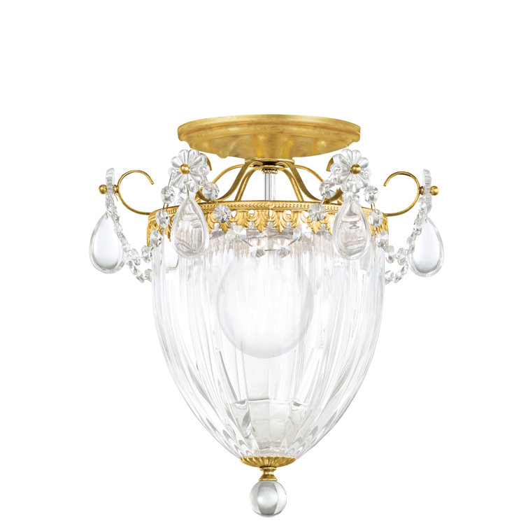 Heirloom Gold Crystal Semi Flush Mount Light with Swarovski Elements