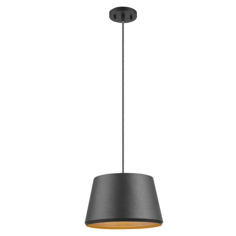 Chic Metallic Dark Gray Glass Drum Pendant Light
