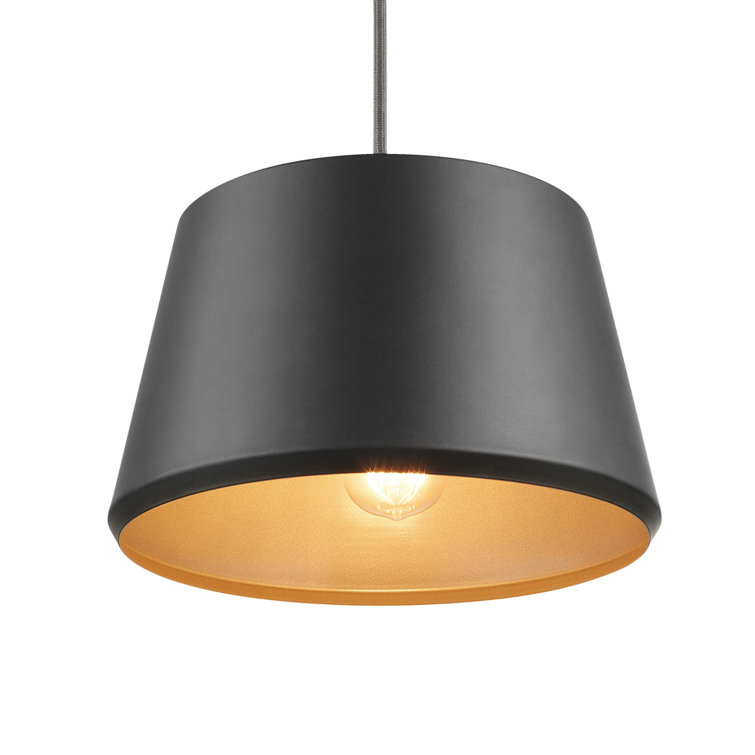 Chic Metallic Dark Gray Glass Drum Pendant Light