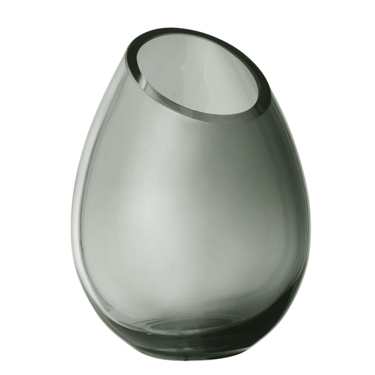 Art Deco Polished Glass Drop Table Vase with Leaves Theme