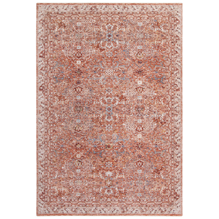 Burnt Orange Hand-knotted Wool and Cotton Oriental Rug