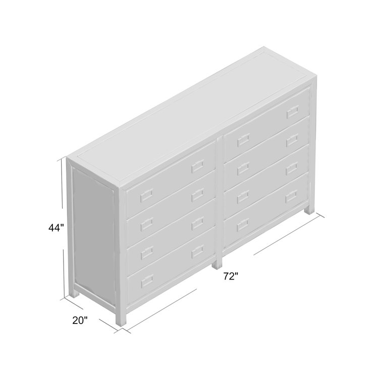 Transitional Cerused Mink 8-Drawer Double Dresser with Silver Mist Accents