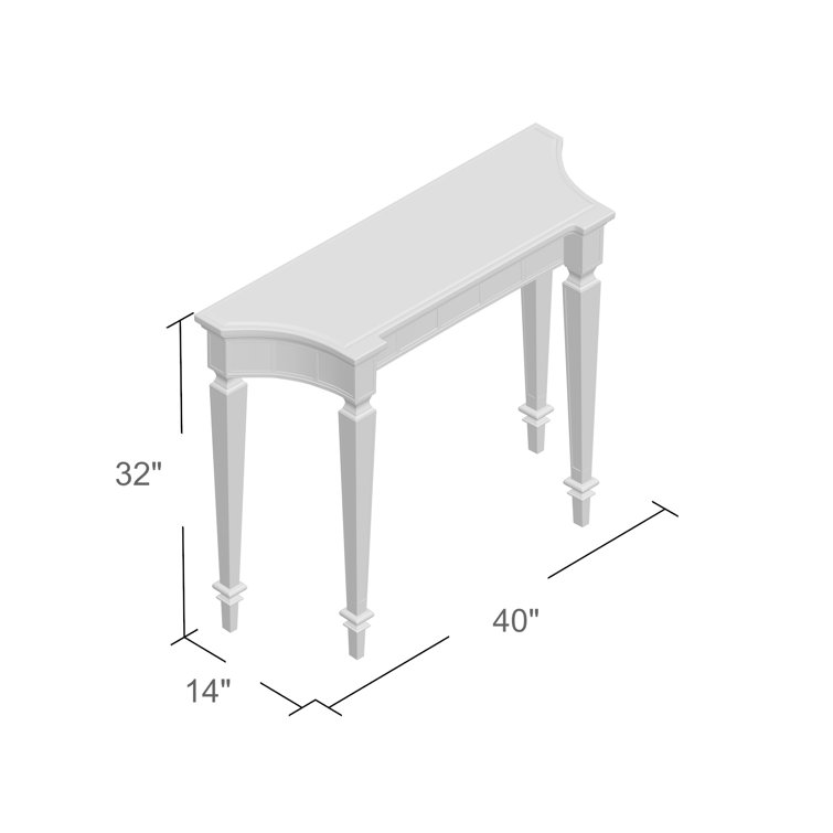 40" White Mirrored Glass Wood Console Table