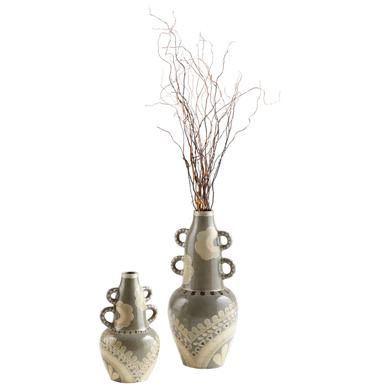 Olive Green Ceramic Bouquet Table Vase - 17.5"
