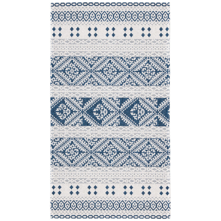 Augustine Navy and Creme Flat Woven Viscose Rug 34" x 5"