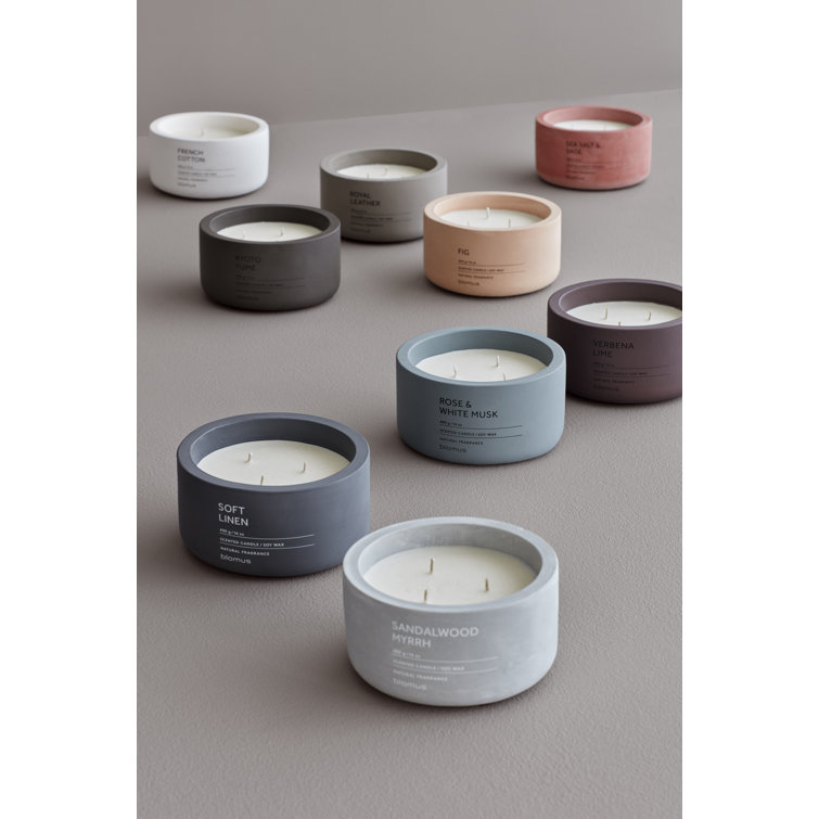 Soy Scented Sandalwood Myrrh Candle in White Concrete Jar, 14 oz