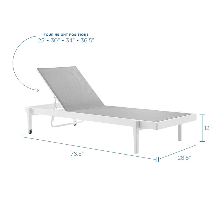 White Aluminum Adjustable Outdoor Chaise Lounge
