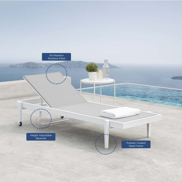 White Aluminum Adjustable Outdoor Chaise Lounge