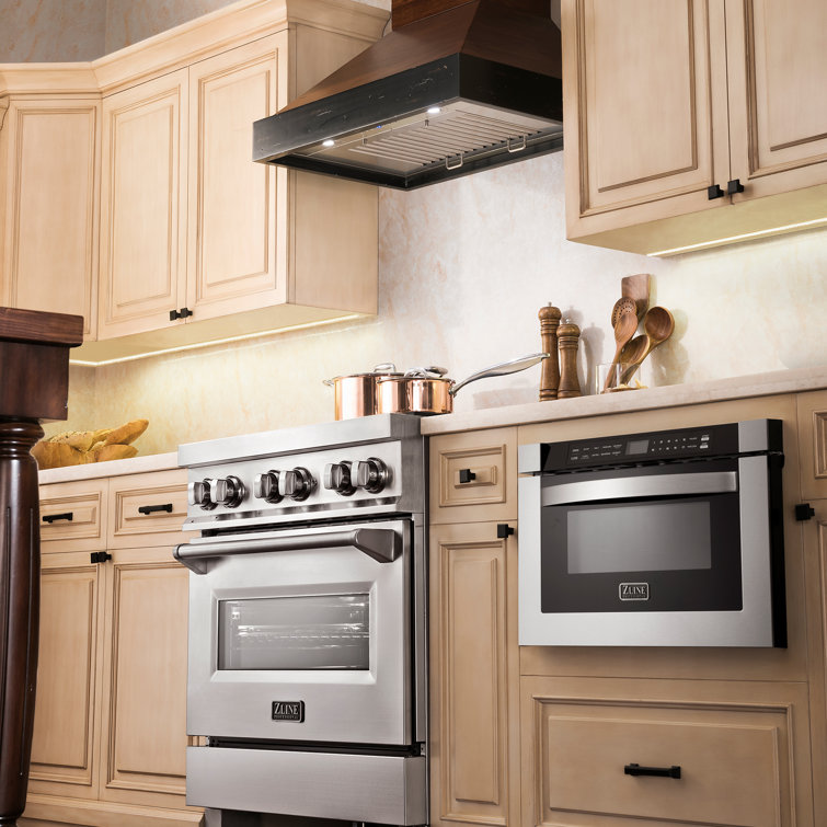 30" Walnut and Black Convertible Wall Mount Range Hood