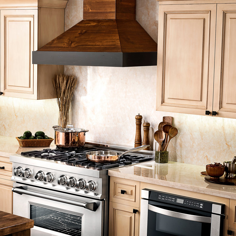 30" Walnut and Black Convertible Wall Mount Range Hood