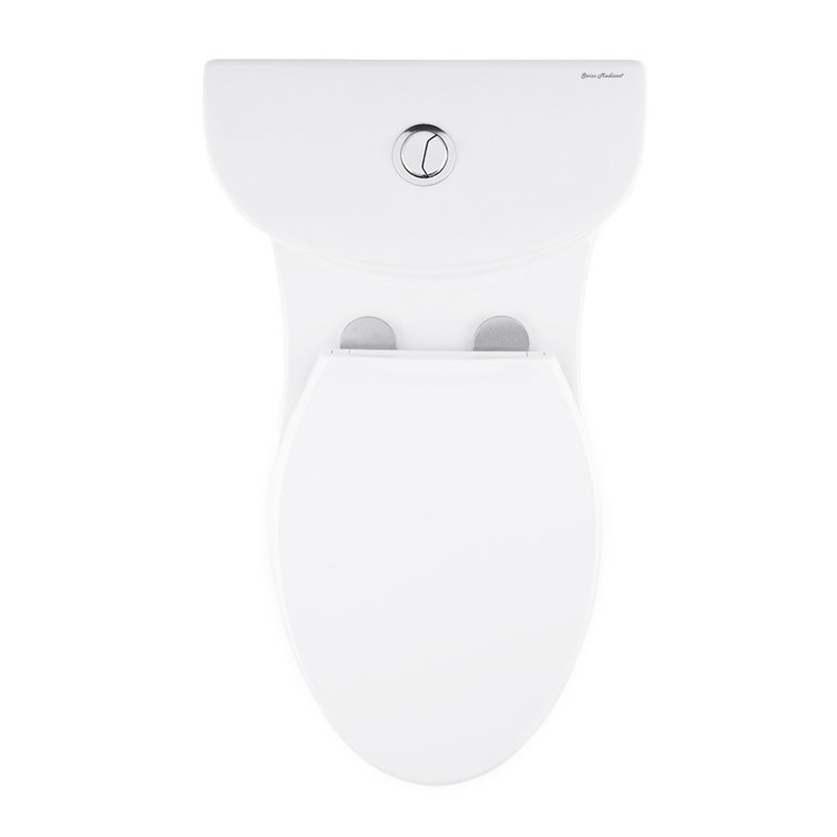 Glossy White Elongated Dual Flush One-Piece Toilet