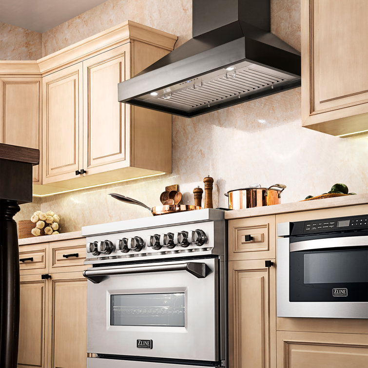 30'' Black Stainless Steel Convertible Wall Mount Range Hood