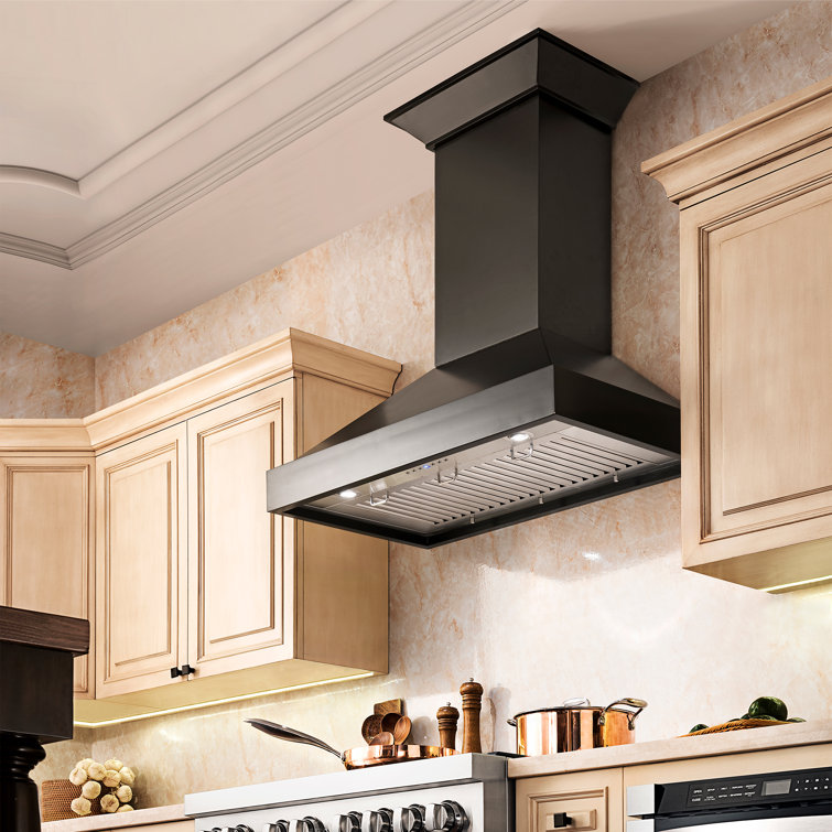 30'' Black Stainless Steel Convertible Wall Mount Range Hood