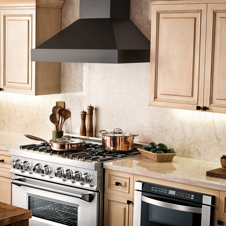30'' Black Stainless Steel Convertible Wall Mount Range Hood