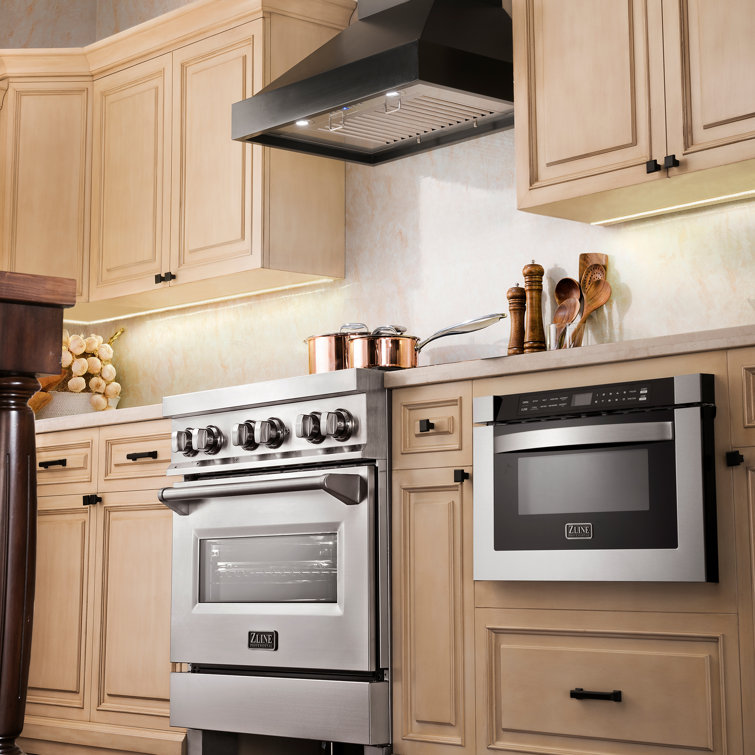30'' Black Stainless Steel Convertible Wall Mount Range Hood