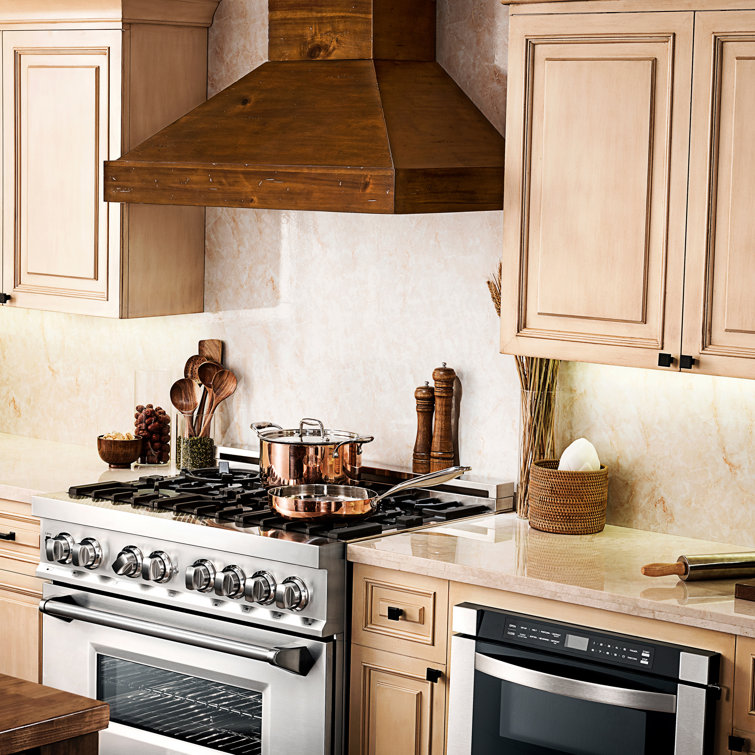 30'' Walnut and Stainless Steel Wall Mount Range Hood