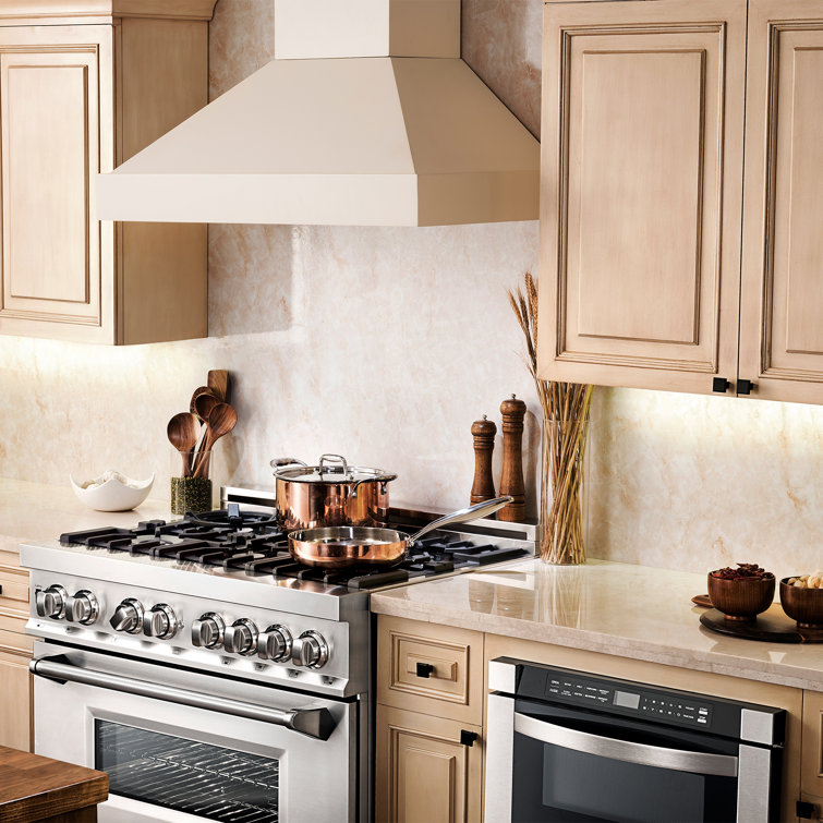 30" Cottage White Pine and Stainless Steel Wall Mount Range Hood