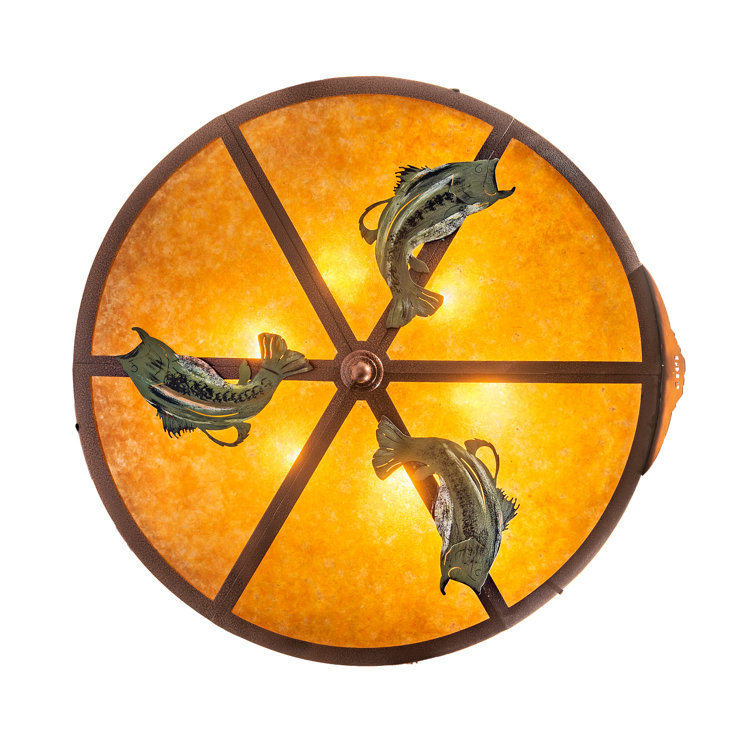 Copper and Glass Wildlife Semi-Flush Mount Light