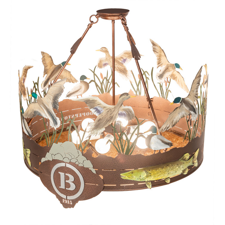Copper and Glass Wildlife Semi-Flush Mount Light