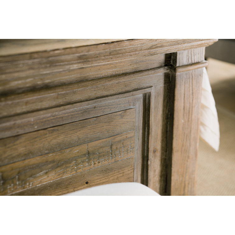 Estate Elegance Queen Panel Bed with Brush-Painted Wood Headboard
