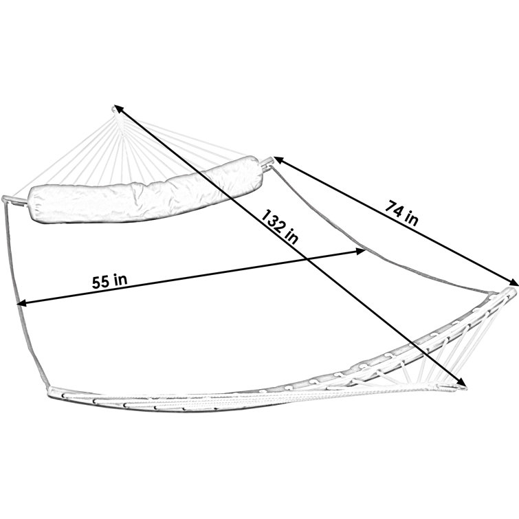 Vivid Multicolor Quilted 2-Person Hammock with Bamboo Spreader Bars