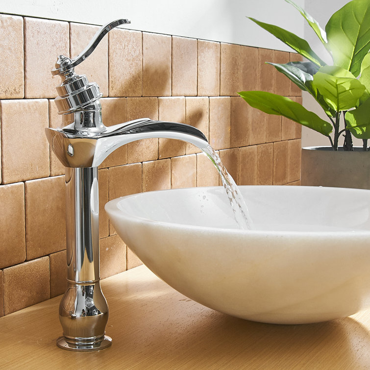 Chrome Waterfall Single Handle Vessel Sink Faucet with Pop-Up Drain