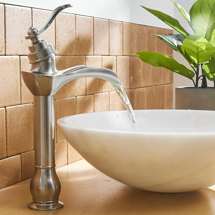 Brushed Nickel High Arc Single Handle Bathroom Faucet