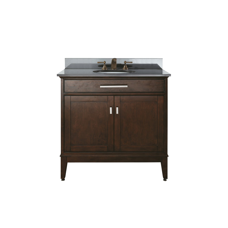 Madison 37" White Solid Wood Bathroom Vanity with Marble Top
