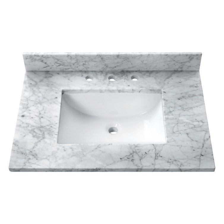 31'' Carrara White Marble Vanity Top with Ceramic Sink