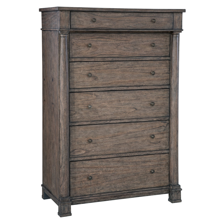 Farmhouse Charm Gray and Brown 6-Drawer Tall Chest with Soft Close