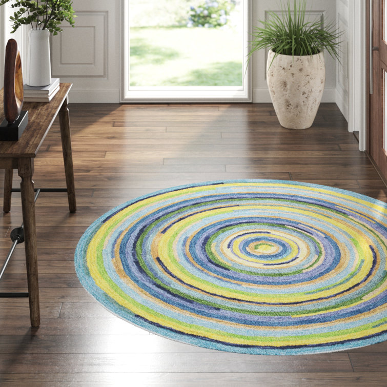 Sky Merino Wool Hand-Tufted Round Area Rug, 7'