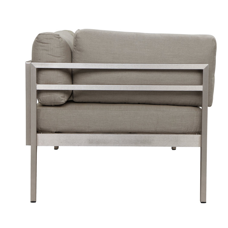 Taupe Aluminum Outdoor Sofa with Water-Resistant Cushions