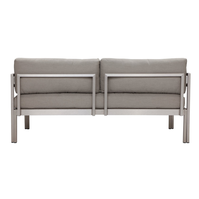 Taupe Aluminum Outdoor Sofa with Water-Resistant Cushions