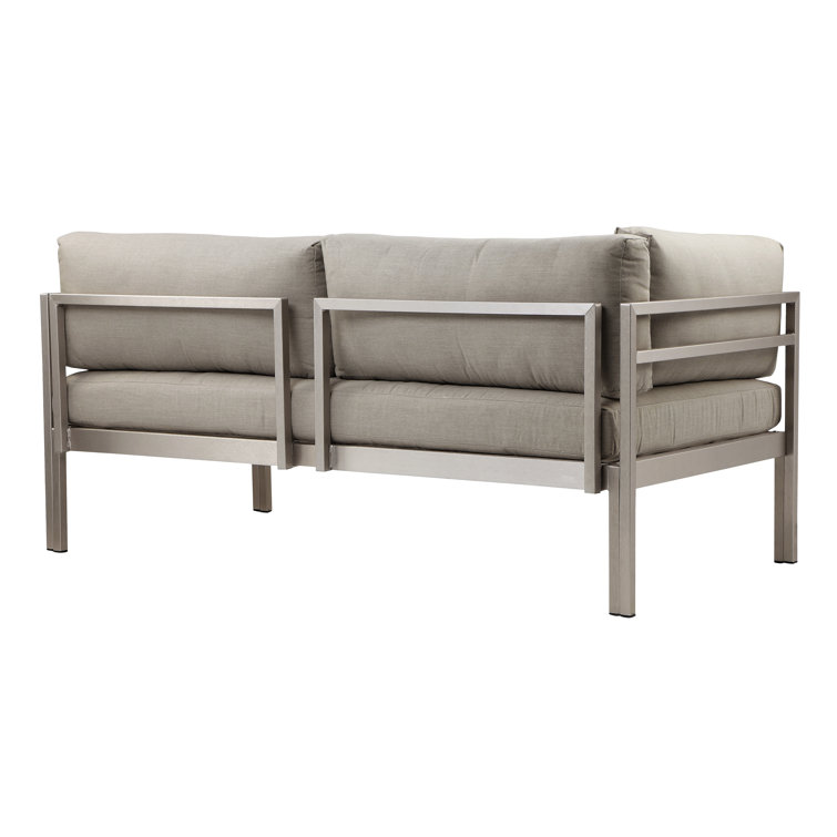 Taupe Aluminum Outdoor Sofa with Water-Resistant Cushions