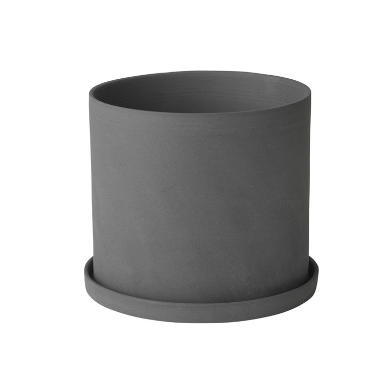 Nona Matte Pewter Porcelain Round Herb Planter Set