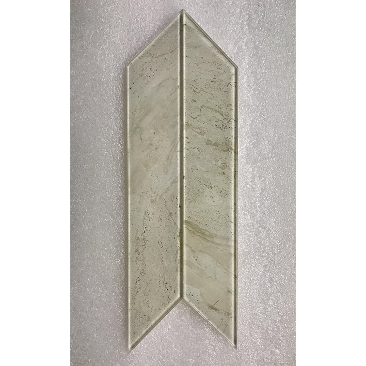 Nature Beige Glossy Marble Look Rectangular Wall Tile
