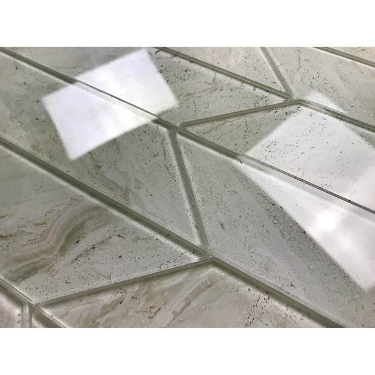 Nature Beige Glossy Marble Look Rectangular Wall Tile