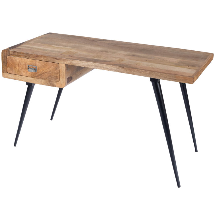 Black Mango Wood Desk with Storage Drawer