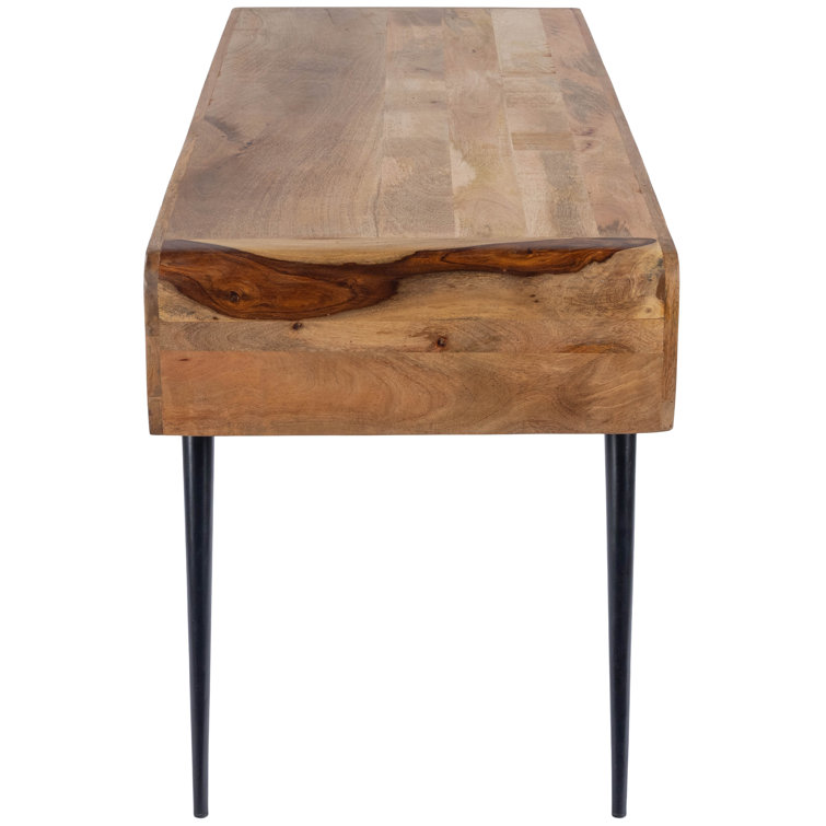Black Mango Wood Desk with Storage Drawer