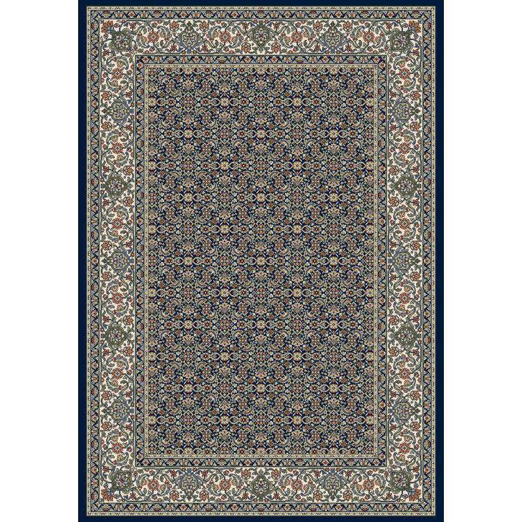 Majestic Blue Handmade 94'' Wool & Synthetic Area Rug