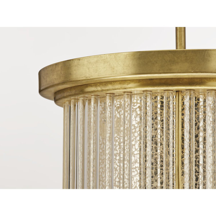 Sequit Point Brushed Brass 3-Light Convertible Semi-Flush Mount with Mercury Glass