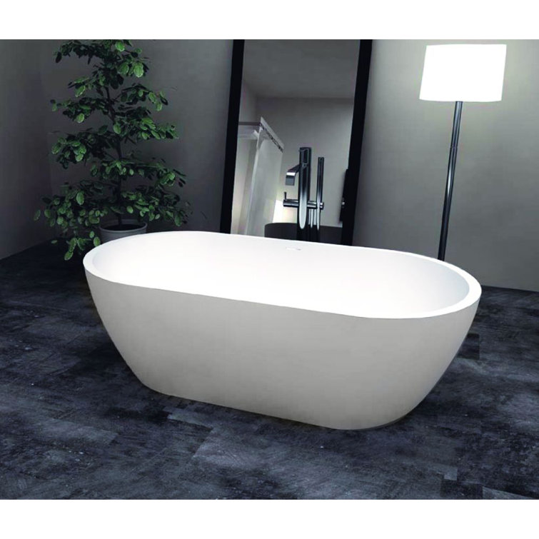Sherwood 63'' White Acrylic Freestanding Soaking Bathtub