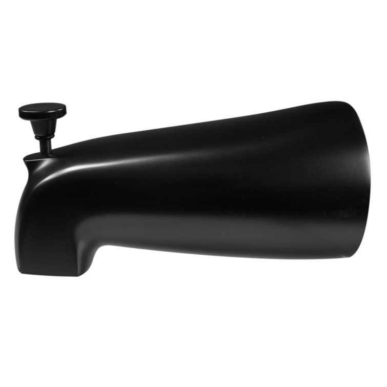 Matte Black Brass Wall Mounted Tub Spout with Diverter