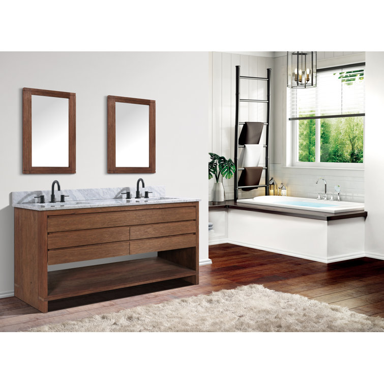 Refined Teak 60" Freestanding Double Vanity Cabinet in Brown Reclaimed Wood
