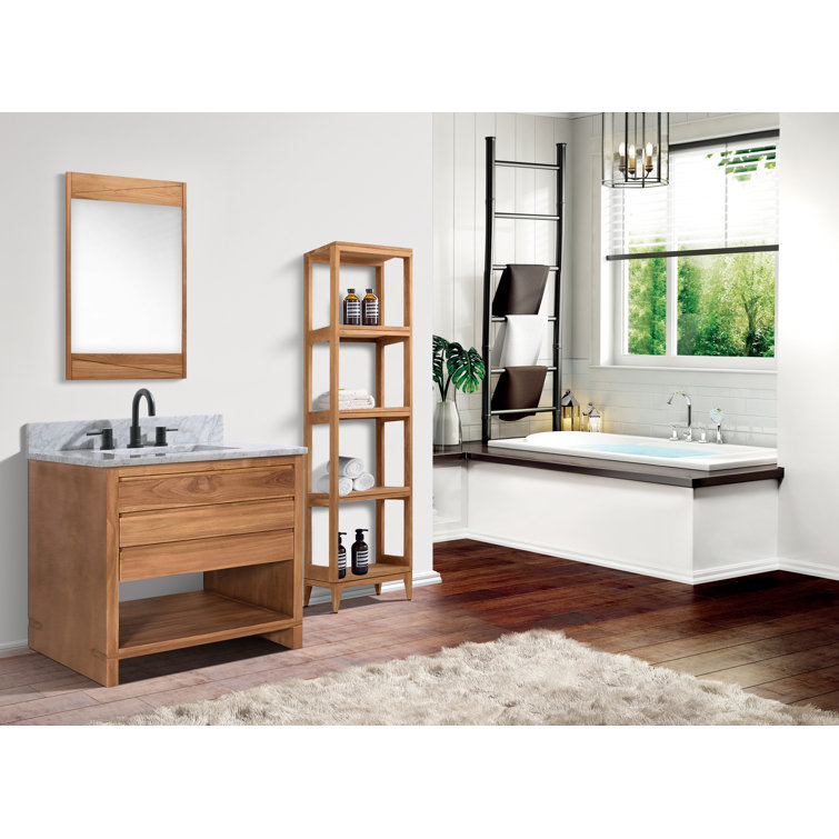 Kai 31" Brown Reclaimed Wood Vanity with Carrara Marble Top