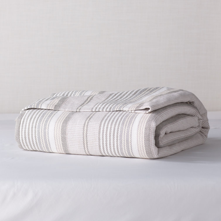 King Gray and White Cotton Reversible Blanket