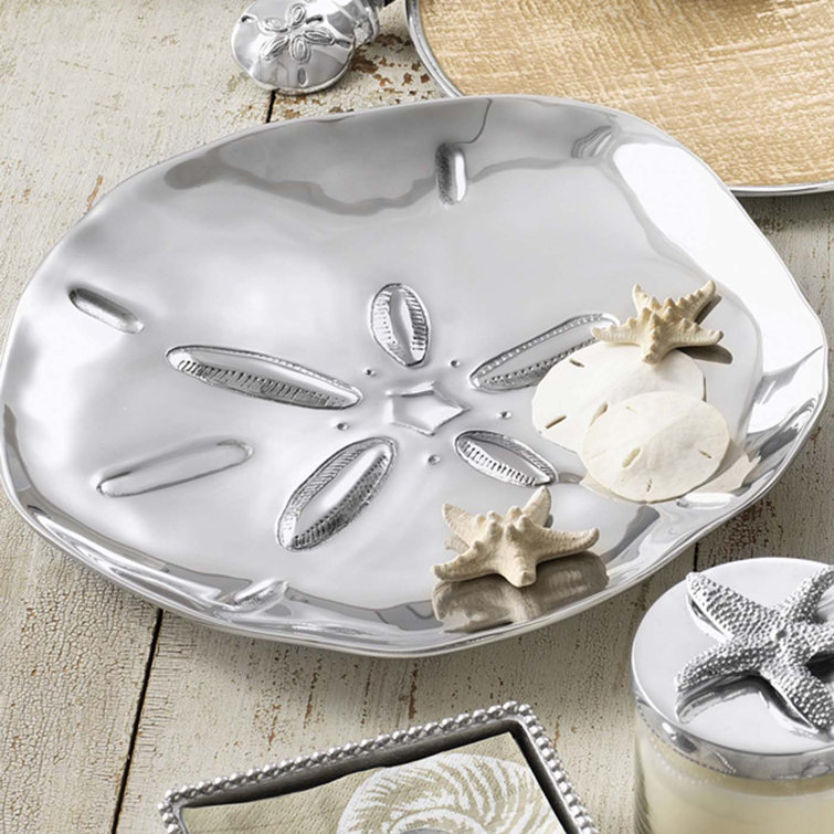 Large Silver Sand Dollar Aluminum Platter