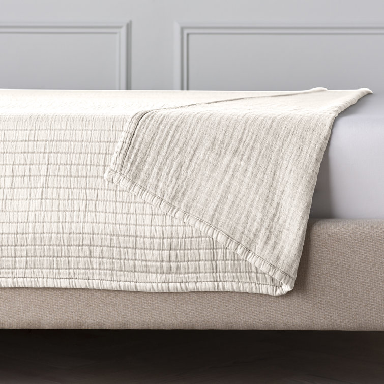 Ivory Ribbed Weave Twin Coverlet