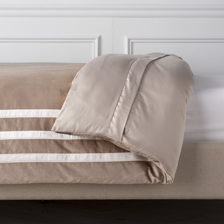 Angie Luxurious Champagne & Ivory Velvet King Duvet Cover